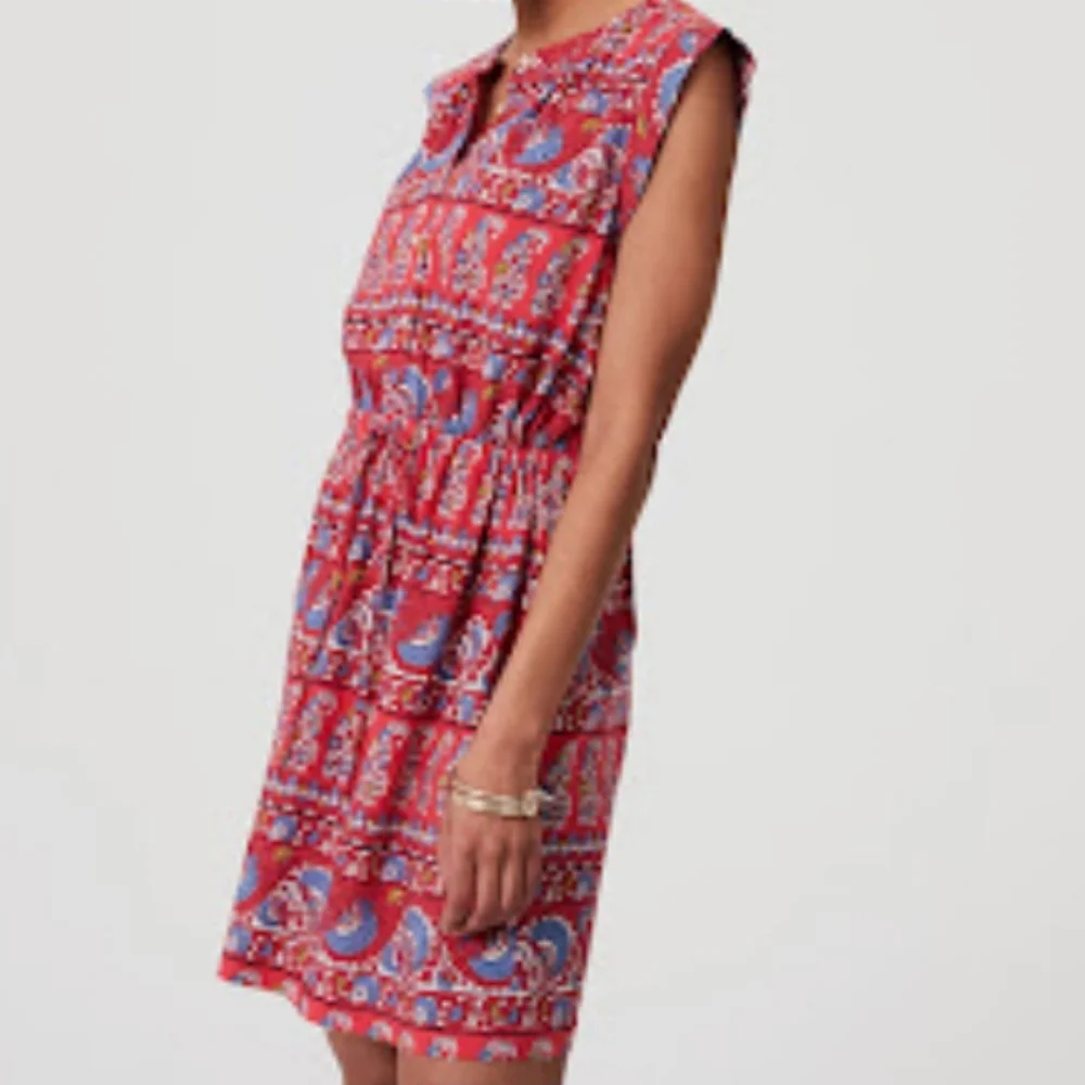 Loft Red Fan Floral Shirtdress Dress, size Medium - Picture 1 of 4
